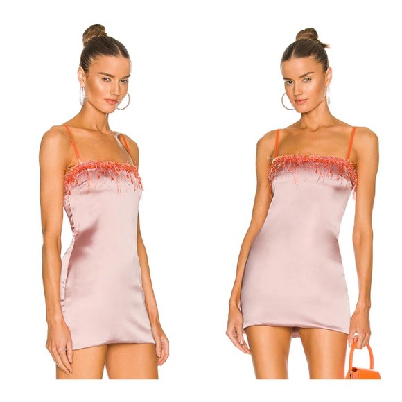 Danielle Guizio Dresses & Skirts - DANIELLE GUIZIO | NWOT Beaded Mini Dress in Satin Pink Size S
